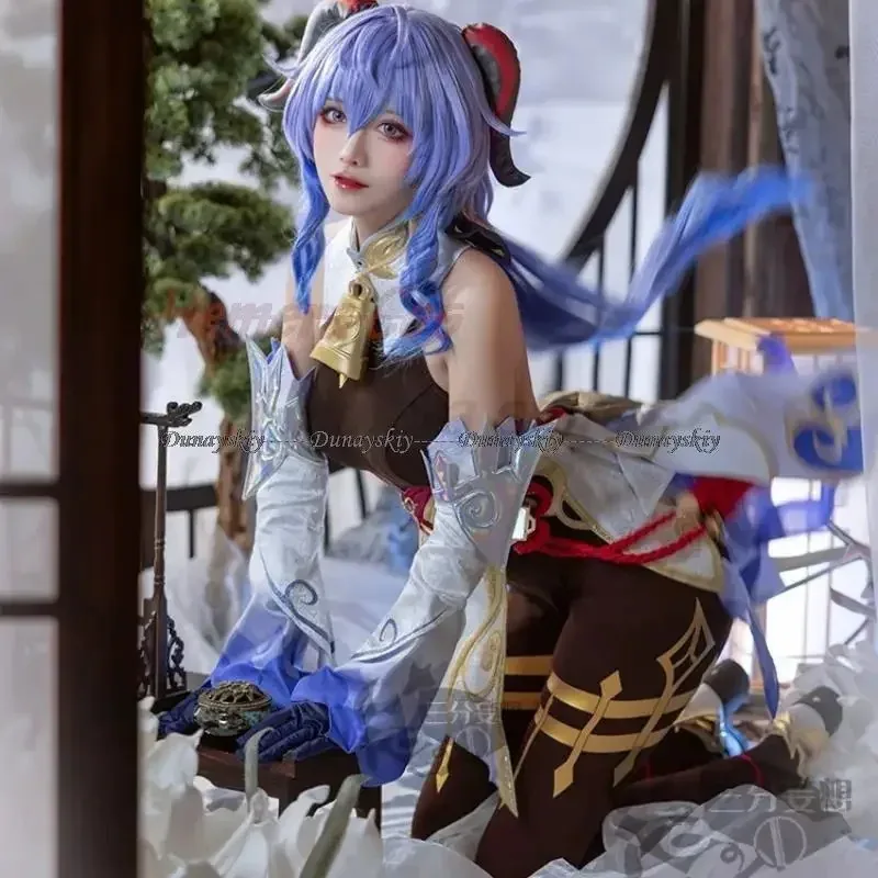 

qq98Genshin Impact Costume Gan yu Shoes Ganyu Horns Wig Anime Cosplay Game Women Outfit Halloween Party Dr