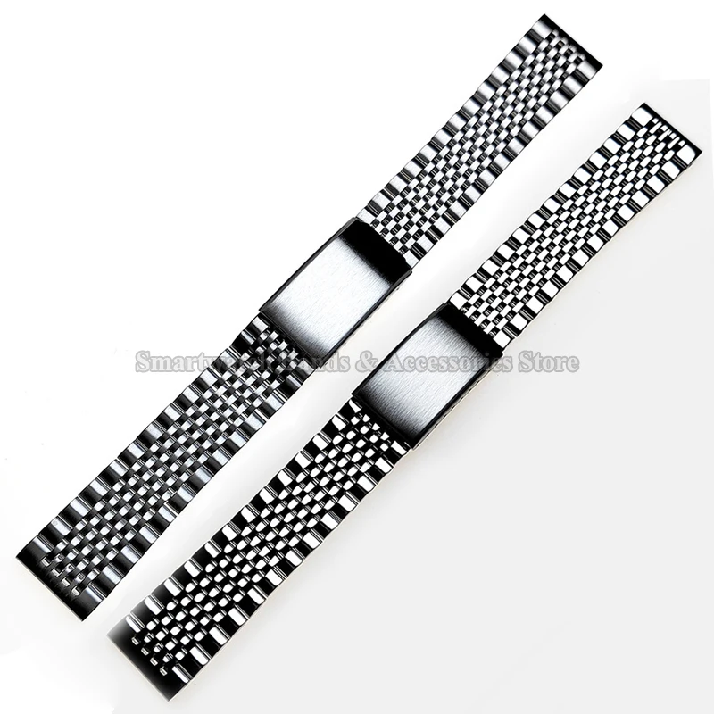 Curved End 18mm 20mm 22mm for Seiko Stainless Steel Wrist Band for Rolex Strap Polished Matte Bracelet Solid Folding Buckle