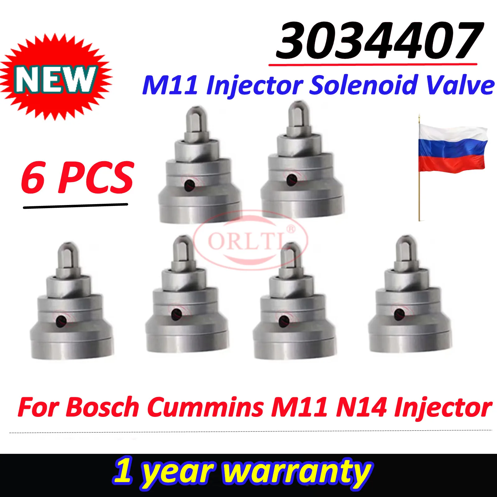 6PCS 3034407 Válvula Solenoide de Combustível M11 para Injetor Diesel Cummins N14 QSN14 Motor Diesel Escavadeira 3084589 3087557 309504