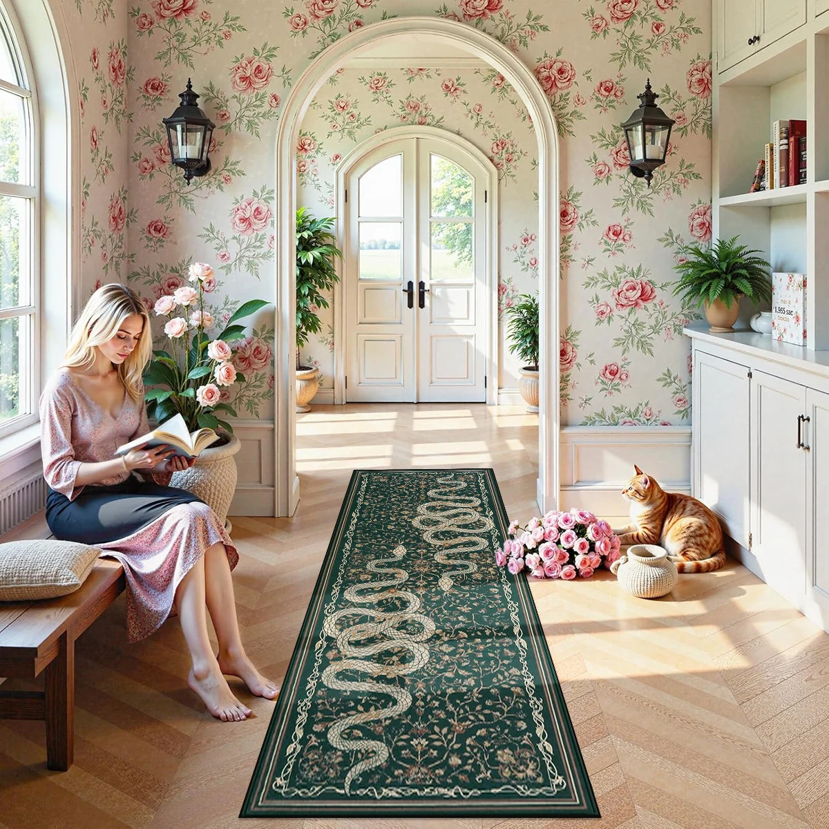 

Hallway Carpet Runner Rug Black Long Carpets Corridor Machine Washable Bedroom Kitchen Floor Mat Elegant Home Decoration Rugs