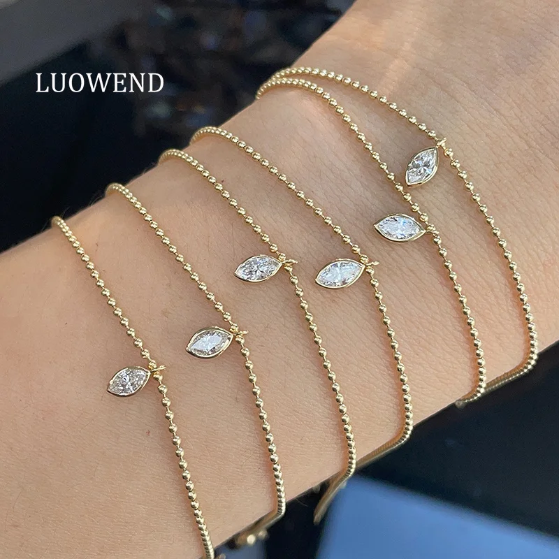 

LUOWEND 100% 18K Yellow Gold Bracelet Fashion INS Style Real Natural Diamond Bracelet for Women Anniversary Gift Fine Jewelry
