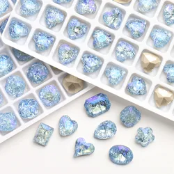 10Pcs Point Bottom Nail Art Sparkle Blue Rhinestones Quallty Glass 3D Nail Art Multi-Shapes Charms Jewelry For Nail DIY Crafts
