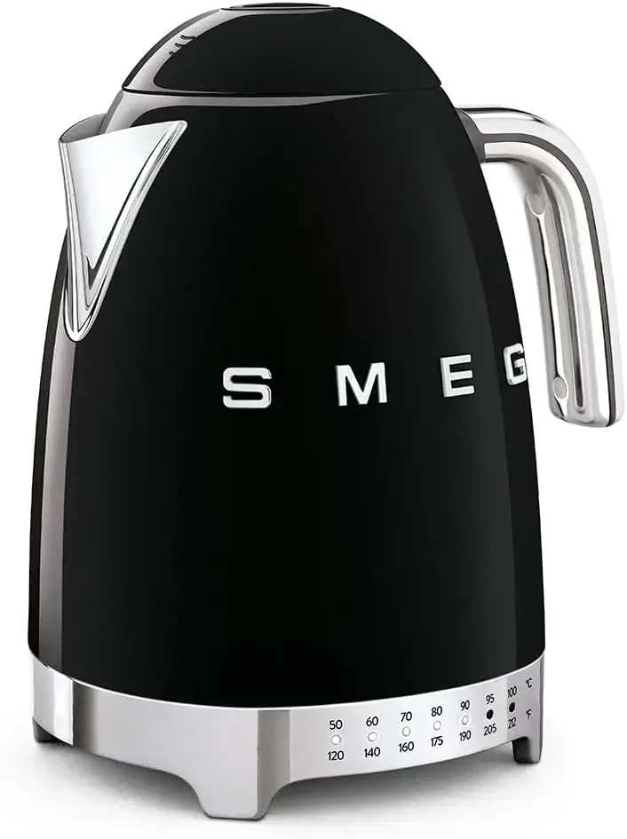 

Smeg 50's Retro 7 Cup Stainless Steel Variable Temperature Electric Kettle with 7 Temperature Settings, Led Display, Swivel