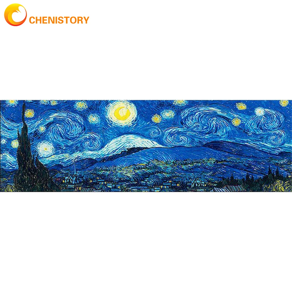 

CHENISTORY 60x120cm Starry Sky Landscape DIY Handwork Painting By Numbers Kit Acrylic Paints Picture By Numbers For Home Decor