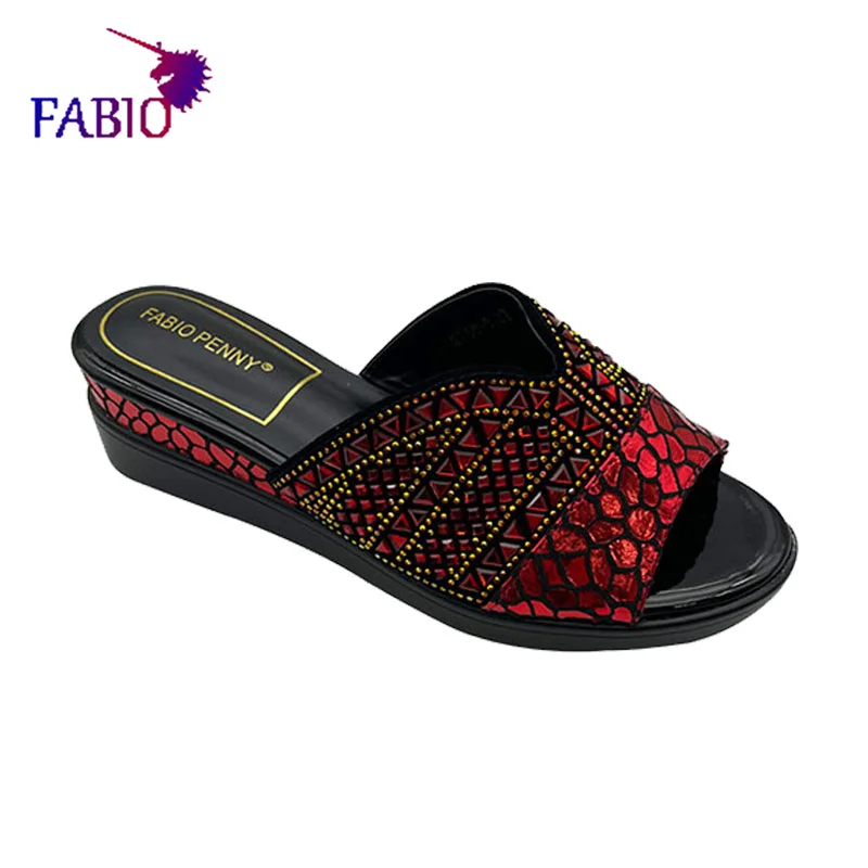 FABIO PENNY Women\'s Rhinestone-Decorated Slippers Fashionable Shiny Thick-Soled Comfortable Casual Commuting Slippers