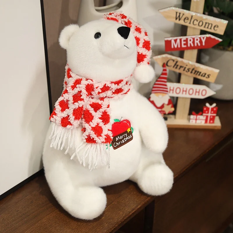 30-60 cm Collezione natalizia Orso polare Peluche Bambola Cuscino Enorme Sciarpa di usura Orso bianco di alta qualità Peluche Decorazione natalizia