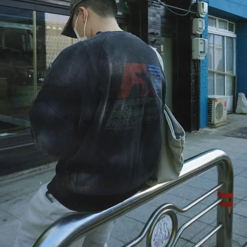 

Новинка: Мужской свитшот Heavy Du Round Ne с буквой F и звездой, рваный стиль, осенняя коллекция 2024 года