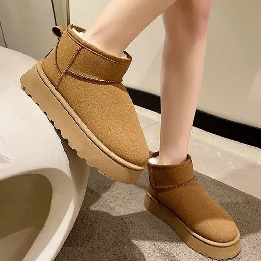 

Роскошные зимние женские короткие плюшевые теплые зимние ботинки, повседневная обувь, новые замшевые ботильоны «Челси» на плоской подошве, женская обувь на платформе