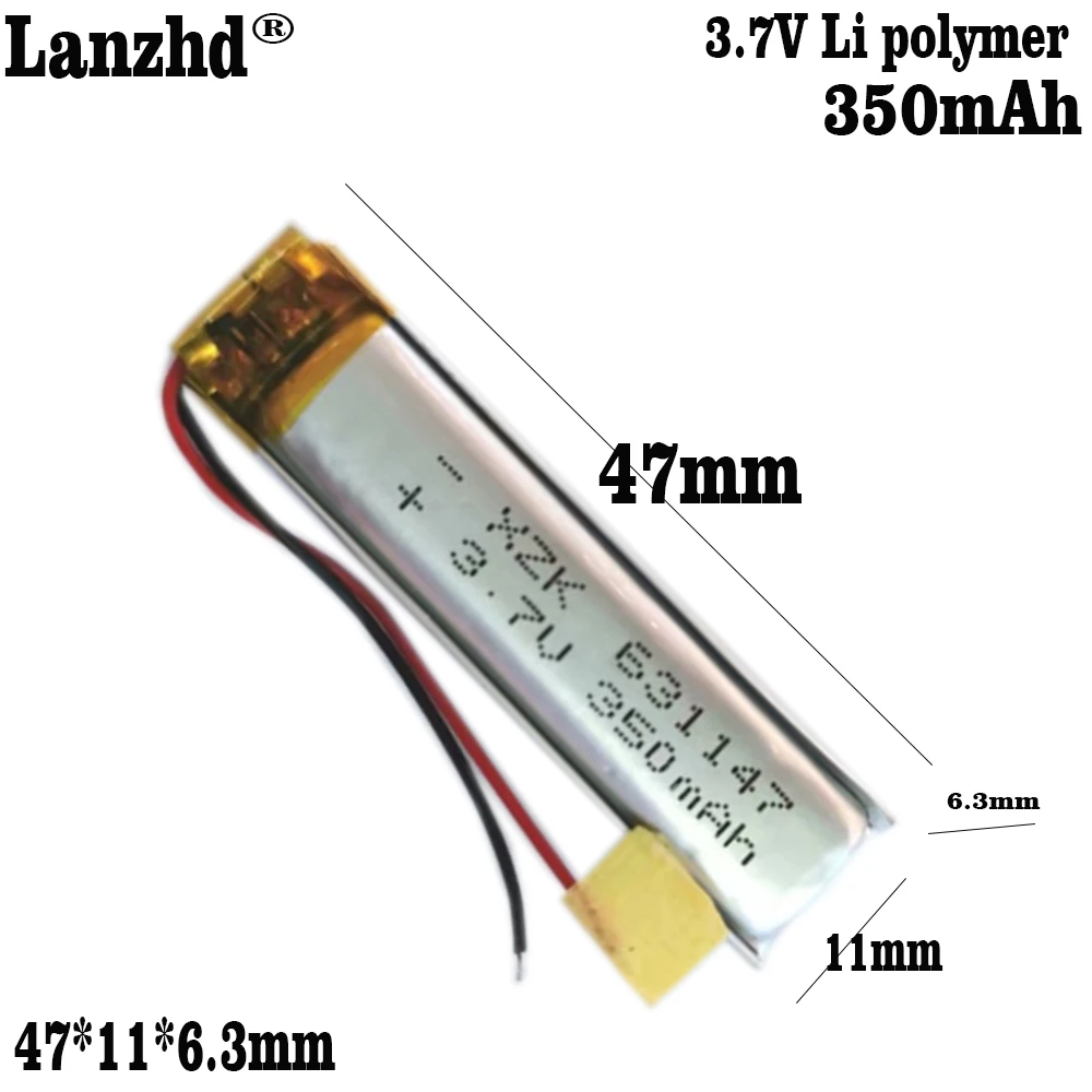 

1-12pcs 601148 3.7V 350MAH With Protection Board,631147 Used For Reading pen Bluetooth MP3,MP4 GPS lithium battery 601250 631147