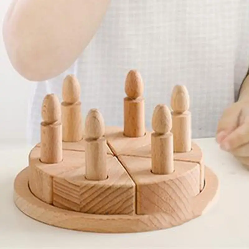 Wooden Birthday Cutting Cake Baby Toys Cognitive Toy For Baby Wooden Cake Play House Toys Wood Block Kitchen Toy for Kids