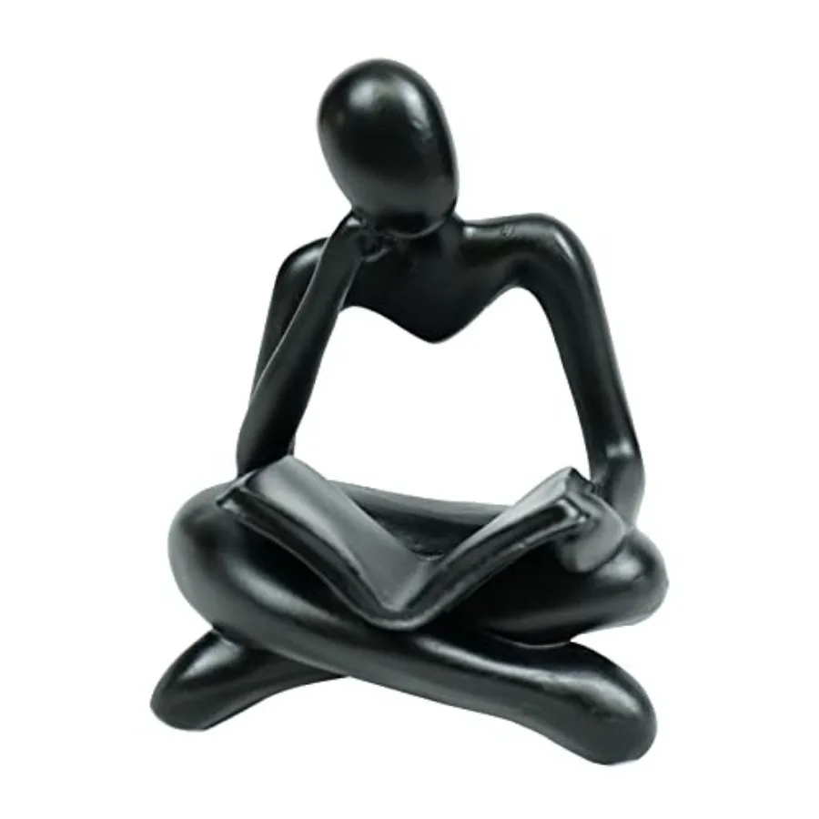 

Thinker Statue Reading Women Figurine Abstract Art Sculpture Home Decor Modern Accents for Living Room Shelves Bookshelf Office