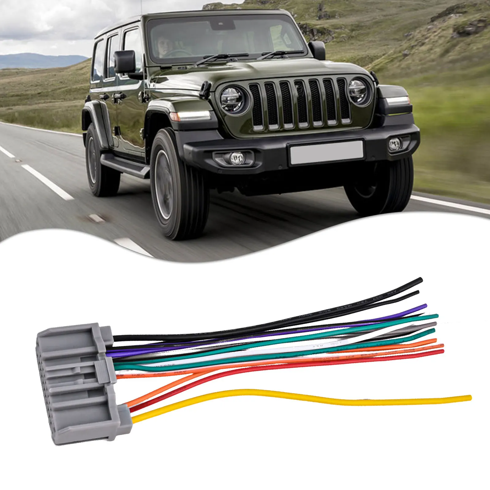 

Автомобильный аудио стерео адаптер жгута проводов для Jeep для Wrangler, предназначенный для компакт-дисков/DVD, с цветовым кодированием для удобства