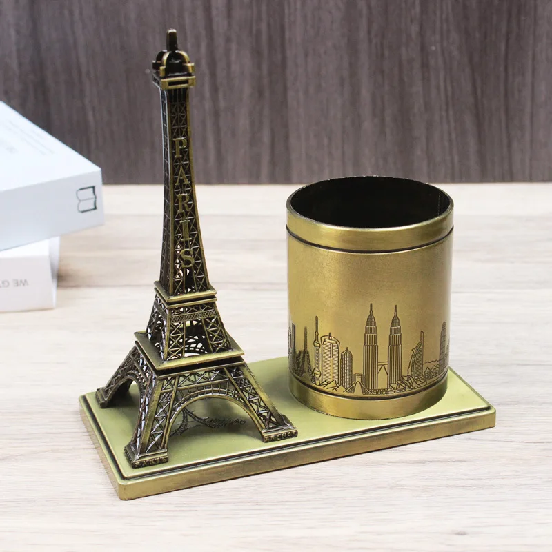 

Metal Eiffel Tower Model Pen Container Paris Landmark Eiffel Pen Holder Tourist Souvenir Home Office Desk Decoration Accessories