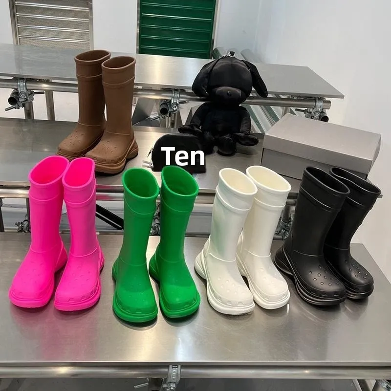 

Faionable Long Tube Women's Boots Rubber Chelsea Boots Internet Celebri Rain Boots Biodeadable Rubber Youth All Seasons