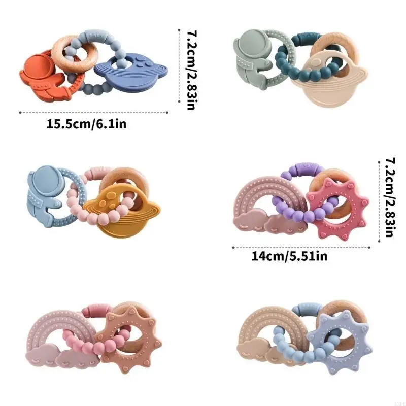  Infant Silicone Teething Bracelet Soft and Safe for Baby 3 Months and Older Easy to Clean Bright Engaging Color Toy view 6
