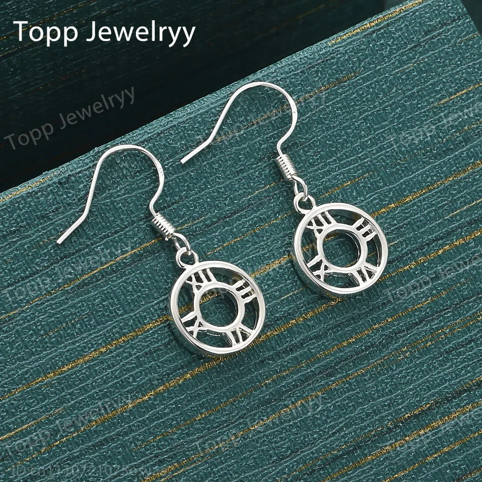 925 Sterling Silver Delicate Openwork Round Earrings, Stylish Women's Charming Wedding Gift Accessories