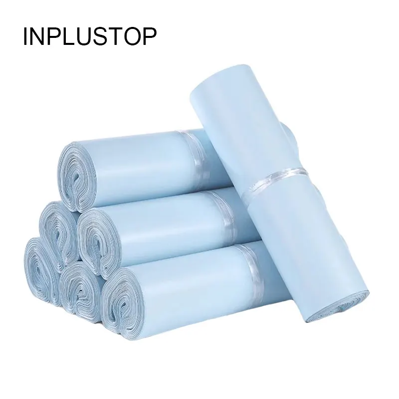 INPLUSTOP 50Pcs Blue Thicken Express Bag Waterproof Logistics Package Bags Self Seal Mailing Poly Courier Pouch Customize Logo