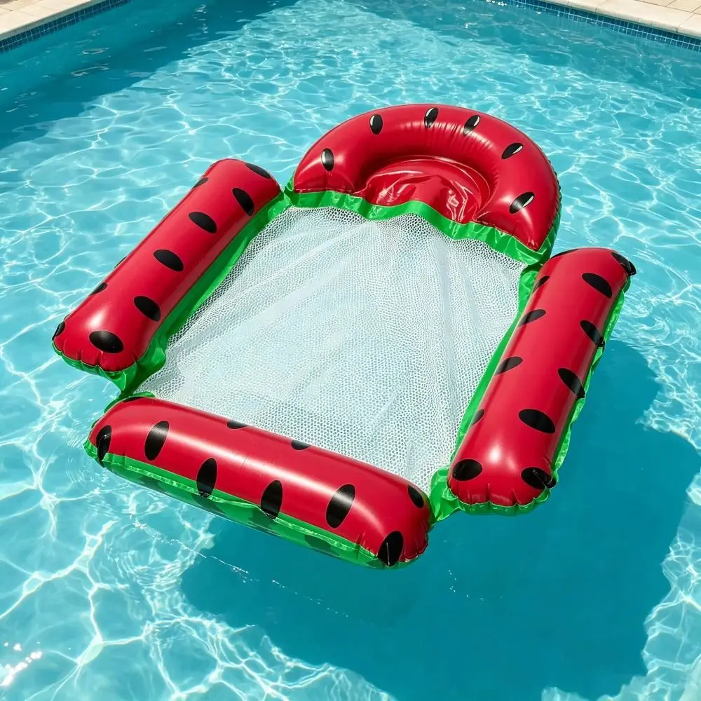 Mesh Seat Inflatable Pool Hammock Fruit Pattern Non-Slip Material Water Hammock Foldable Durable Inflatable Pool Raft Beach