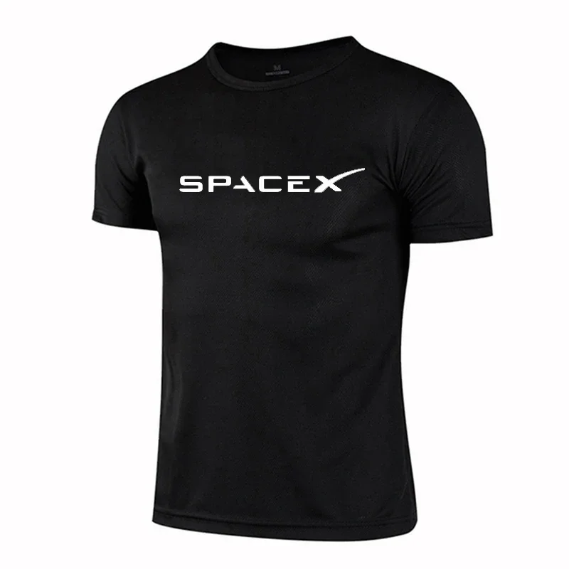 

2024 Boyfriend Fitness Running Sport T-shirt Quick Dry Breathable T-shirt SpaceX Unisex Black T-shirt Children's Safety T-shirt