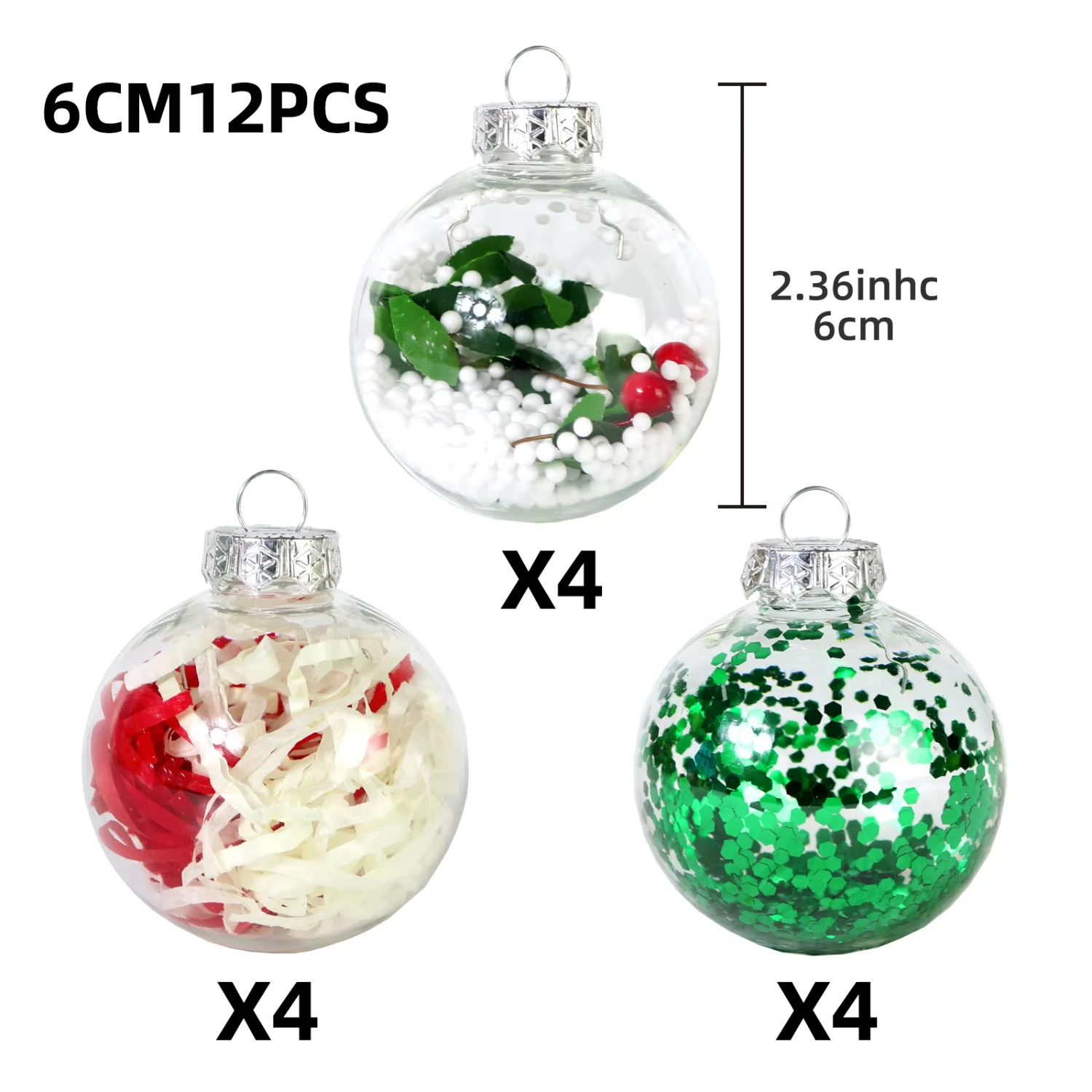 12 Uds bola colgante hueca PET bola de Navidad transparente adornos navideños para decoración navideña adorno de Navidad Grinchmas