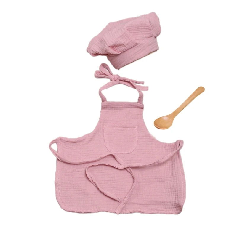 Apron Designs Newborn Photography Props Set Comfortable & Easy to Clean Apron Hat set for Baby Photoshoots Parties