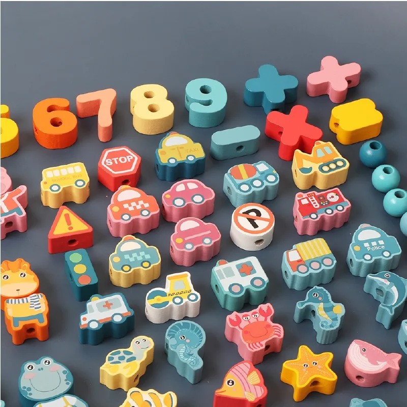 Preschool Children String Toy Puzzle for Boys and Girls Threading Baby Fine Movements Early Education 1-3Y Building Blocks