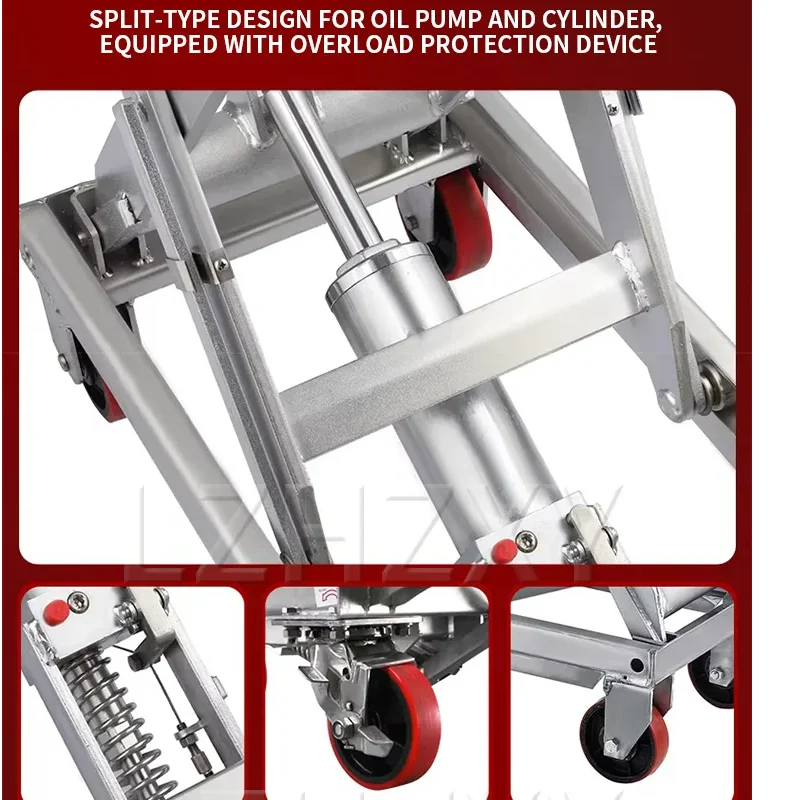 150KG/300KG/500KG Hydraulic Lift Hand Truck Single/Double Scissor Platform Stainless Steel Hand Truck Foot Pedal Con(Customized)