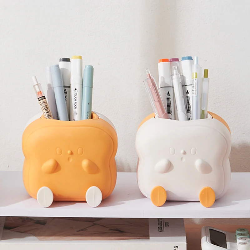 1PCS Mini Toast Pen Holder Multifunctional Storage Rack Toothbrush Holder Desktop Rack Table Home Decoration Student Gift