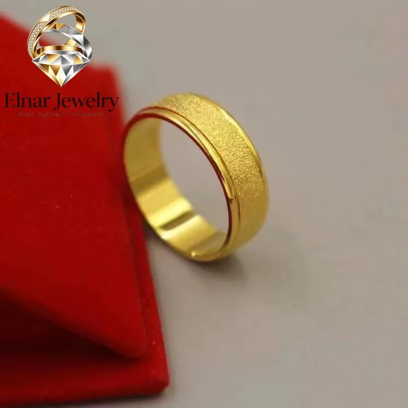

Elnar Jewelry Luxury 24K 9999 Pure Gold real gold Men's and Women's Frosted Closed Ring