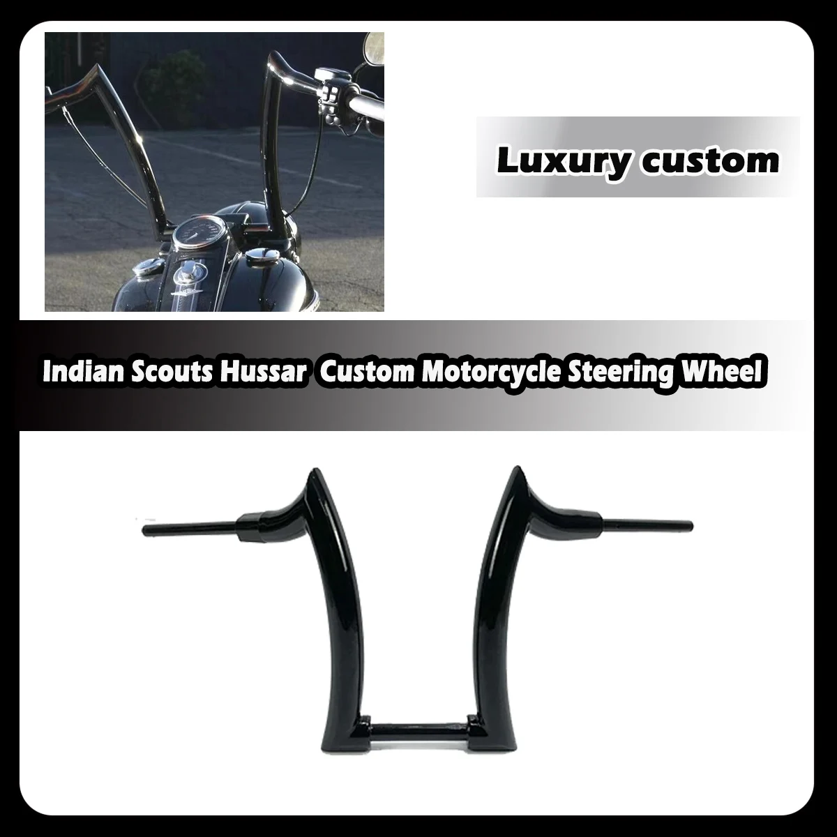 

ZDQ Premium Motorcycle 2 inches Custom horn handlebars 12" 14" 16" For Indian Scouts Hussar Custom Motorcycle Steering Wheel