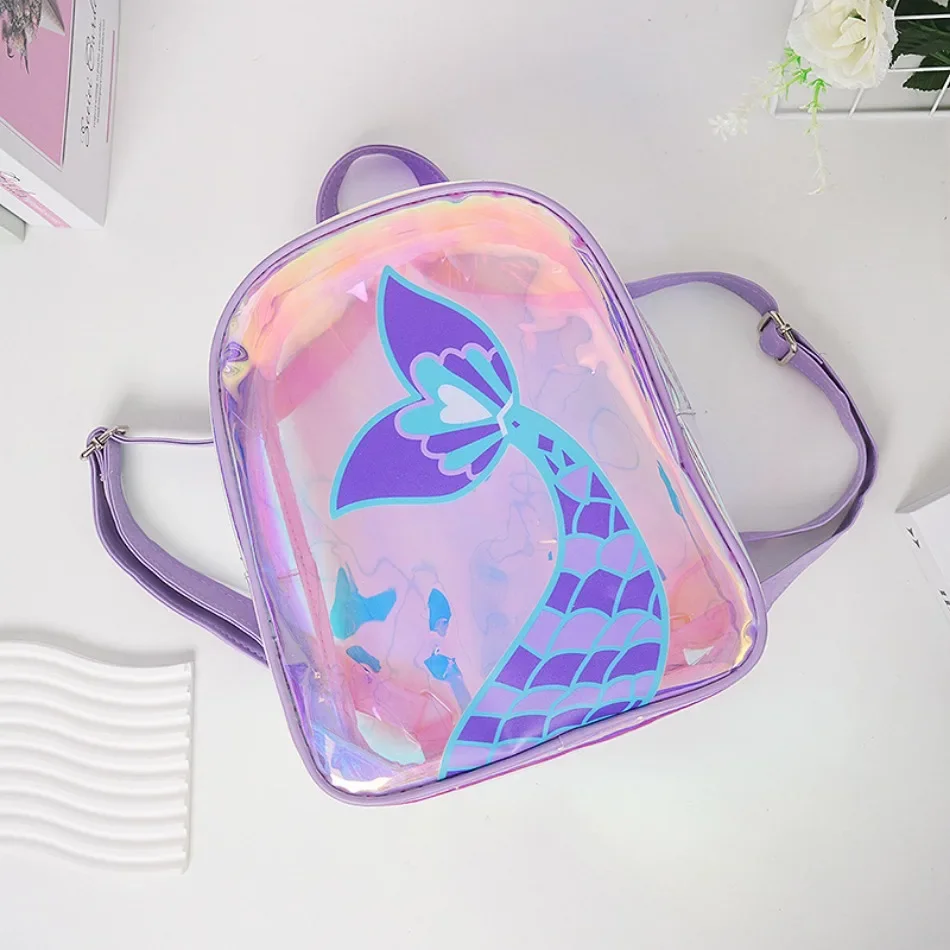 Girls Transparent Mermaid Backpack Kids Sequin School Bookbag Princess Primary Schoolbags Children Kids Cartoon Backpacks