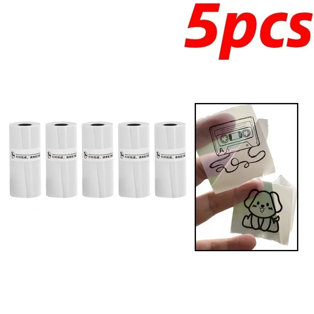 1/2/3/5PCSMini Printer Paper Transparent Thermal Sticker Paper Self-adhesive Printer Paper Printer For Photos Notes 5.7 x 2.5cm