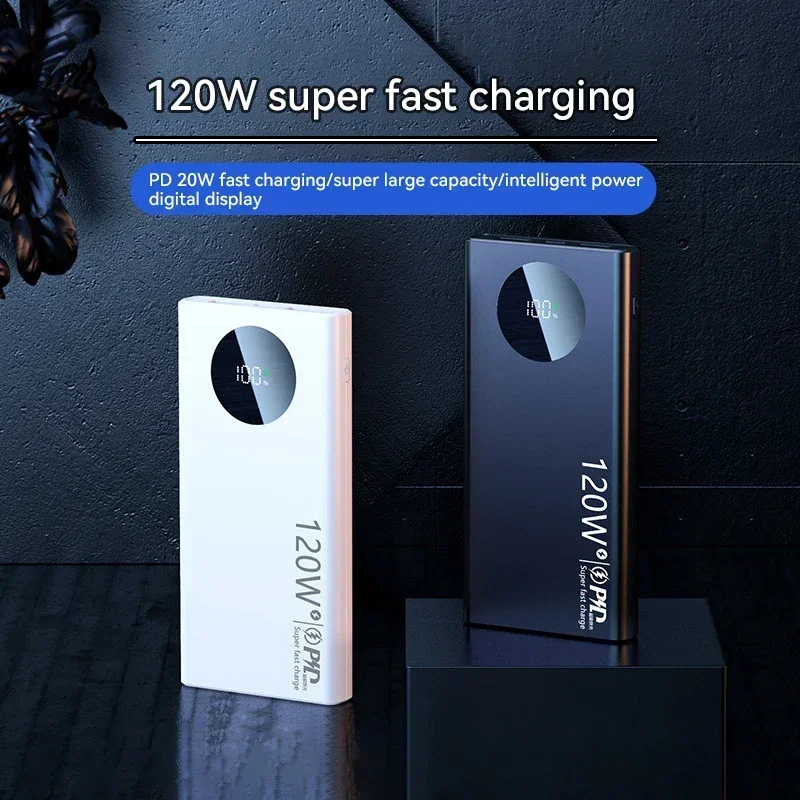 120W Fast Charging 50000mAh Portable Power Bank Mobile Phone Accessory External Battery Compatible with iPhone Samsung