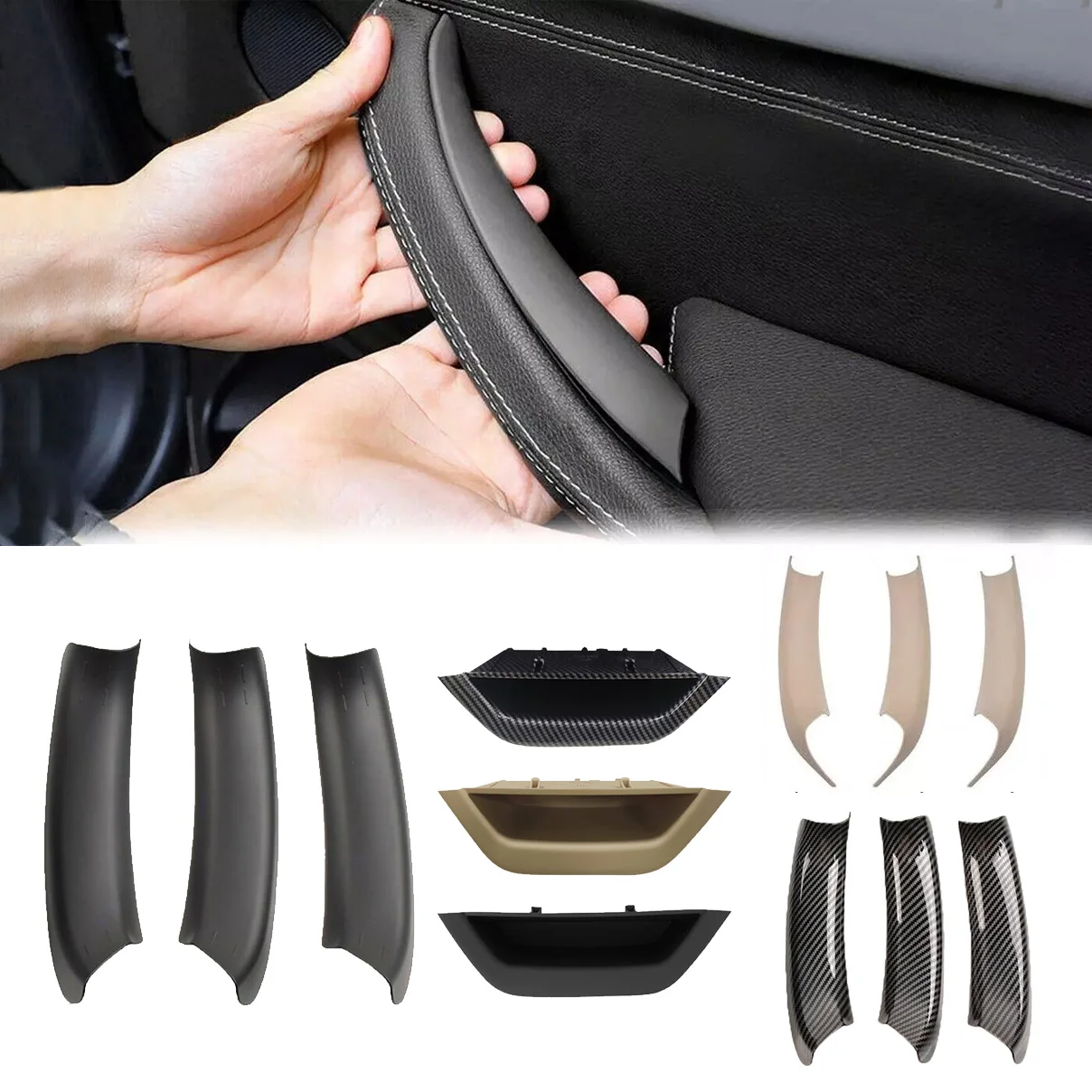 LHD Car Front Left Door Interior Handle Pull Cover Trim 3 Colors Fits For BMW X3 F25 X4 F26 2011 2012 2013 2014 2015 2016 2017