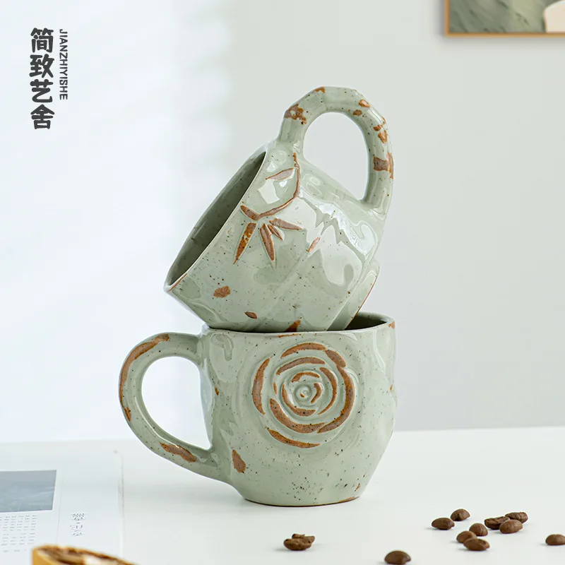 Rustic Coffee Cup Saucer Featuring A Forest Themed Design Luxurious Ceramic