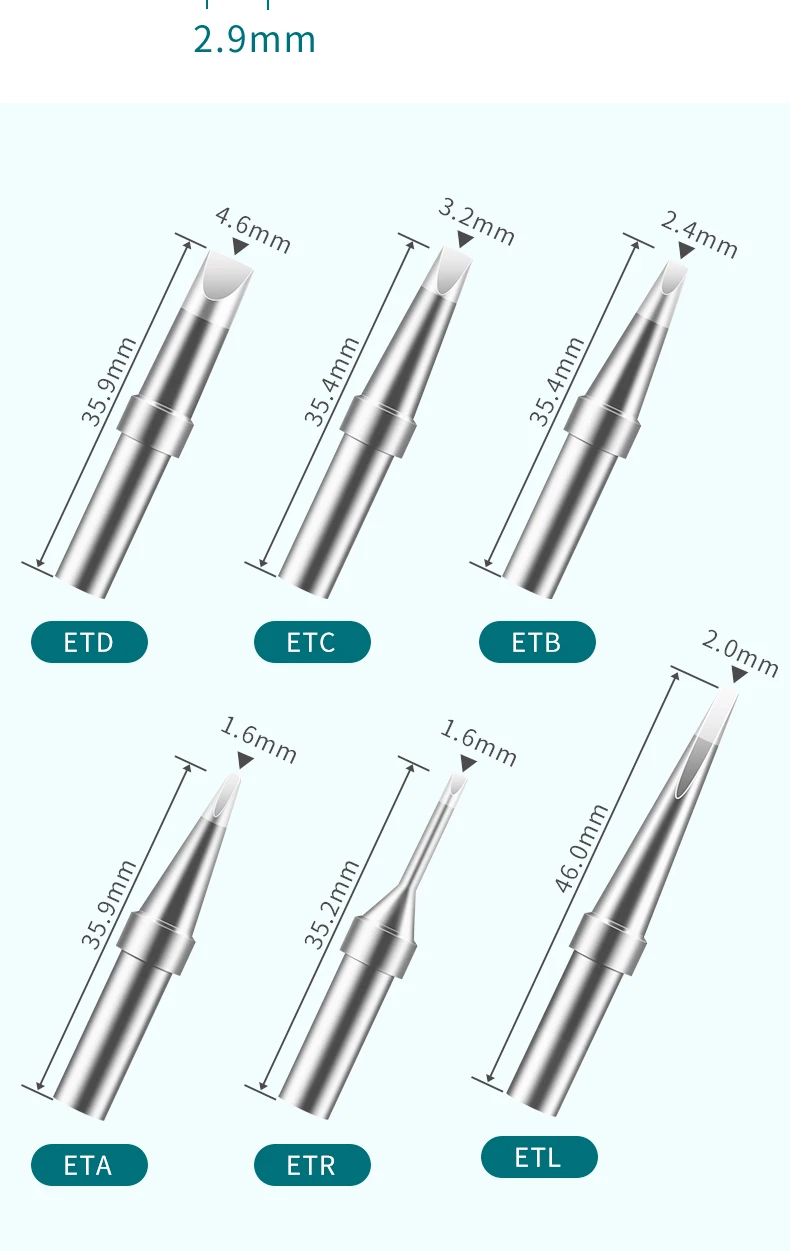 ET-Serie Lötspitzen ETS ETDD ETK ETB ETCC ETT ETH ETA Schweißdüsen Kompatibel mit Weller WESD51 WES51 PES51 – Detail 5
