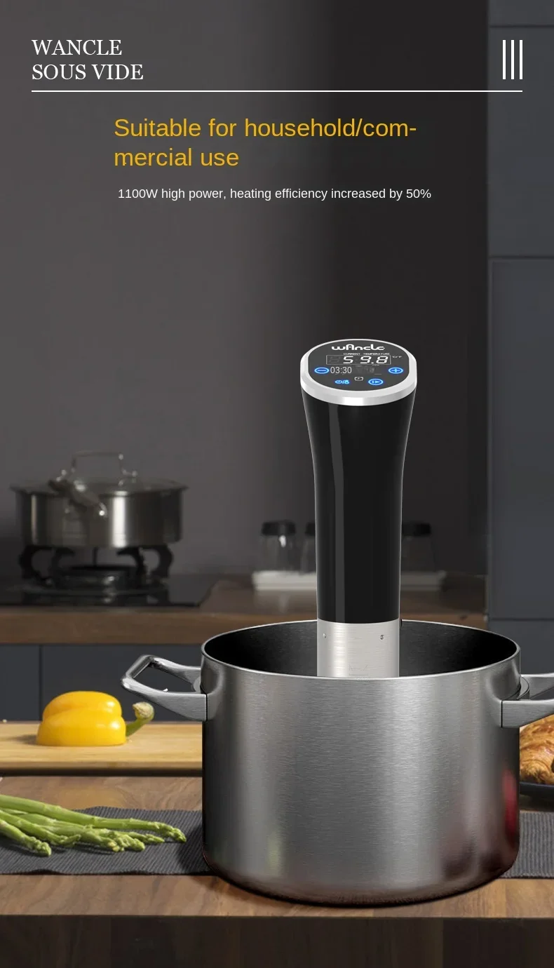 220V Sous Vide Cooker by Wancle – Precision Cooker with Digital Display and Powerful Motor for Home and Commercial Use A