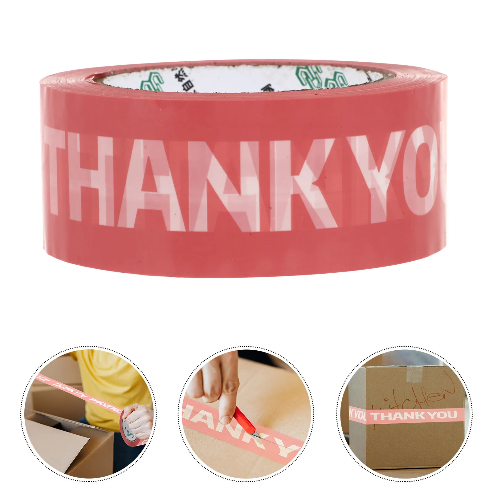1 Roll Pink Washi For Gift Packaging Decorative Adhesive Multipurpose Diy Sealing Festival Craft Tape Thank You Printed Plastic