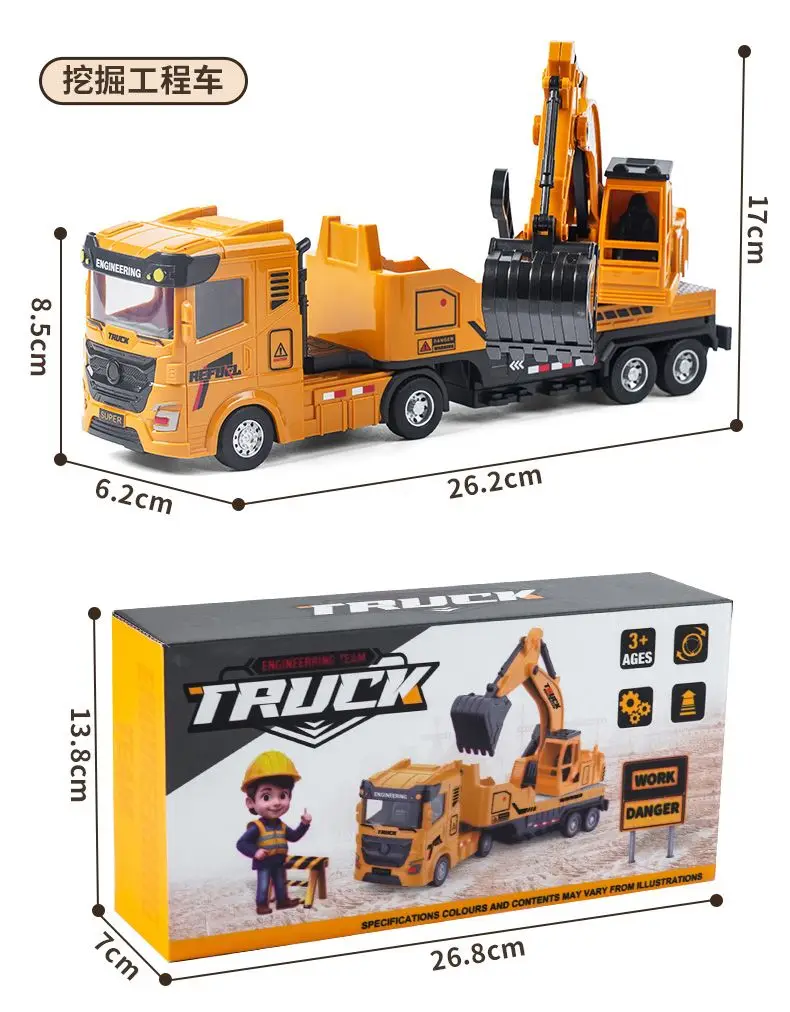 Camion da costruzione Miscelatore Camion Rimorchio Gru Bambini Modello inerziale Escavatore Giocattolo Ragazzo Giocattolo Regalo