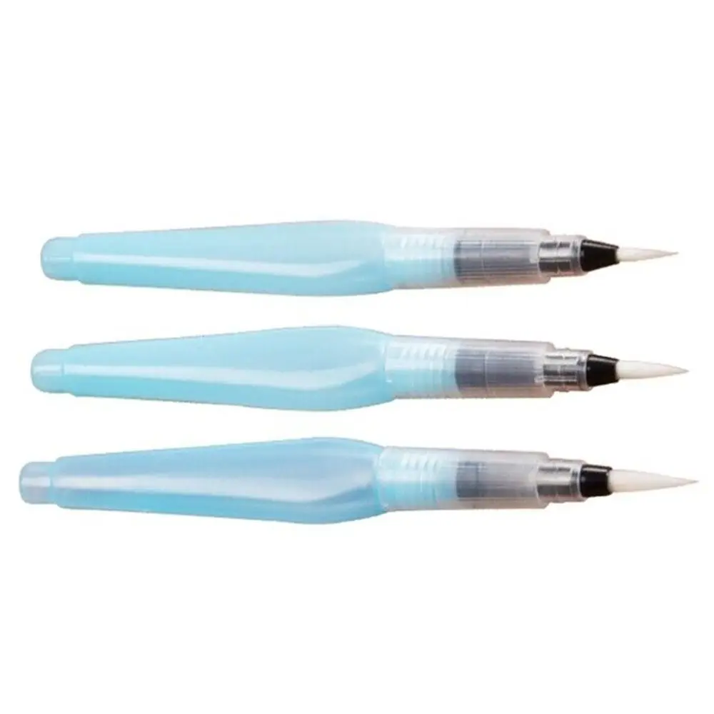 

3Pcs New Plastic Drawing Pen Set Stationery Easy to Use Water Color Brush Blue Pointed Reservoir Brushes