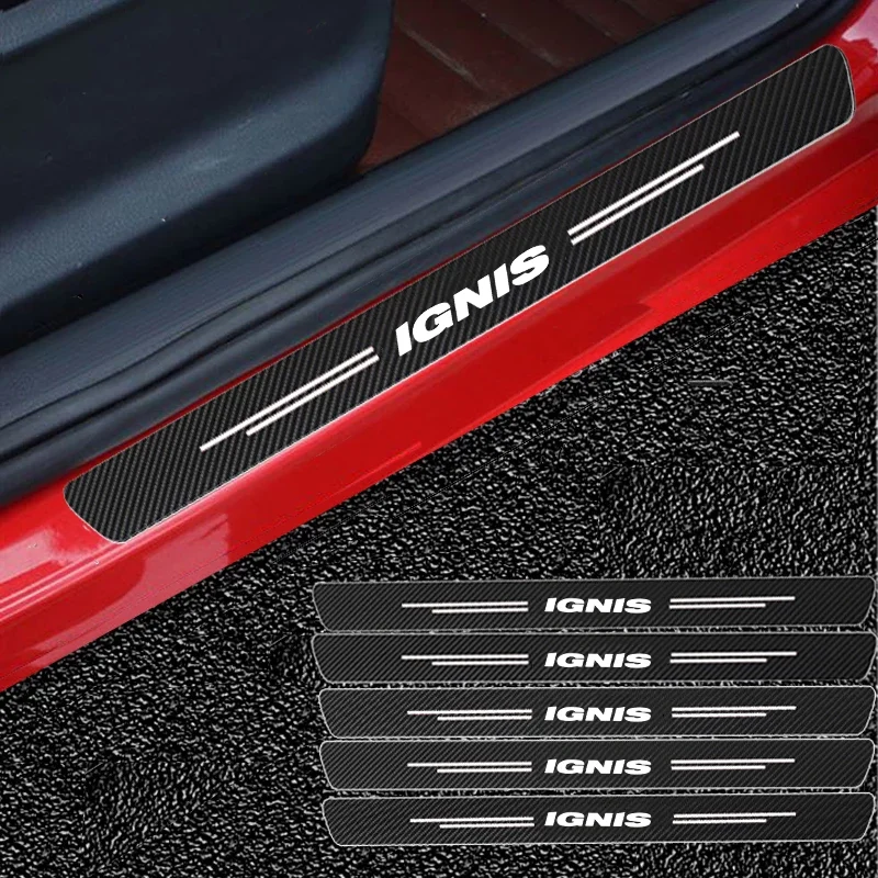 60X7CM Auto Door Sill Protection Tape Carbon Fiber Protector Strip Sticker for Suzuki IGNIS Logo Auto Accessories