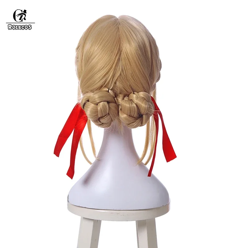 FC6ROLECOS Violet Evergarden Parrucca Cosplay Bionda Capelli Sintetici Violet Evergarden Anime Parrucche Cosplay Con Nastro Rosso @ FC8!