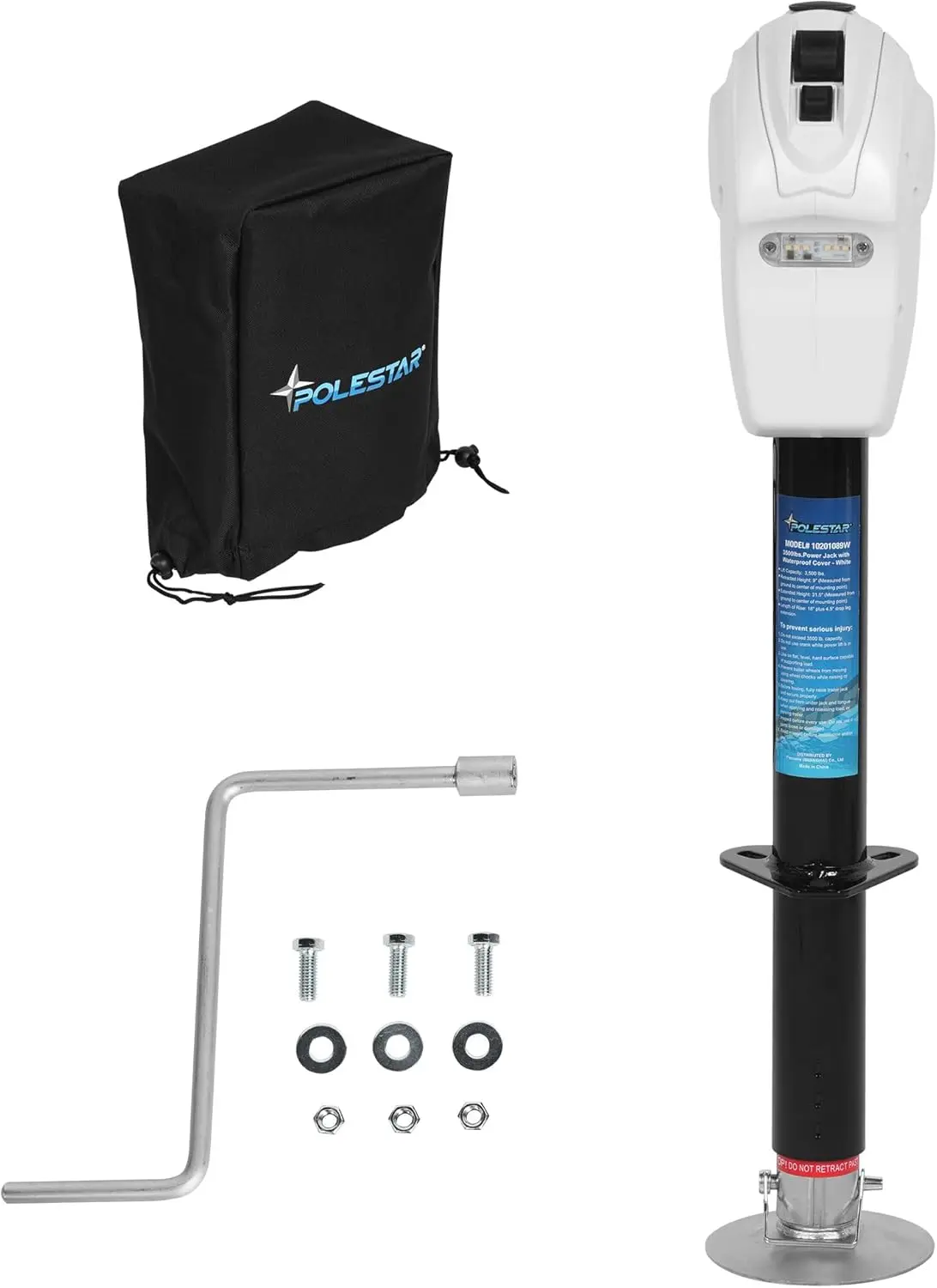 

Electric Trailer Jack 3,500 lbs, 12V DC, 27' Lift, Waterproof Cover, LED Light, Manual Crank Override, A-Frame