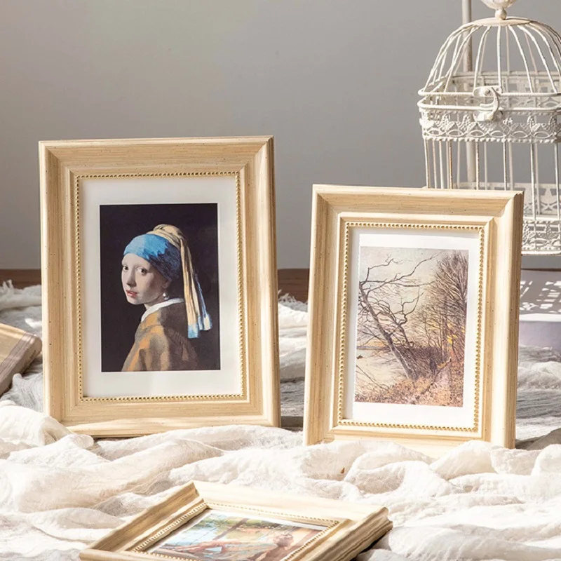 Vintage American Style Tabletop Photo Frame 6 Inch & 8 Inch Picture Frame, A4 Artwork Display Frame, Retro Design for Home Decor