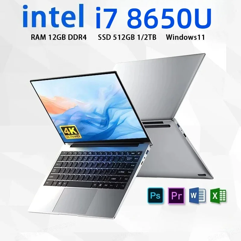 Portátil Ultra Delgado de 14.1 Pulgadas, 2TB, 32GB, Windows 11, Intel Core i7 8650U, para Juegos, 1920*1080, Computadora, PC Gamer, Oficina, Notebook HD