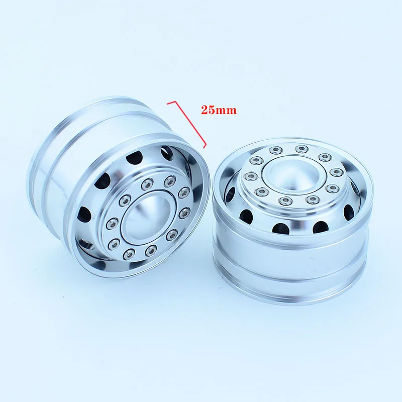 2pcs 1:14th Scale Metal Drive Hub 25mm Wheel for Tamiya RC Dump Truck SCANIA 770S R620 VOLVO BENZ Arocs MAN TGX LESU Car