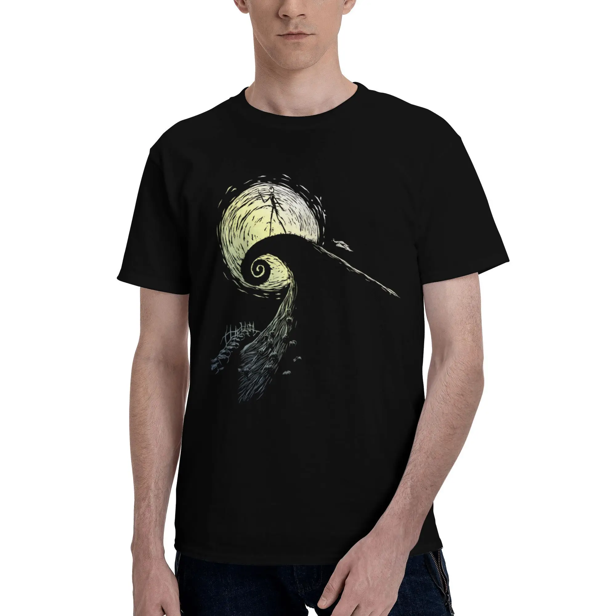 

The Nightmare Before Christmas Jack Spiral Hill Graphic Printing T Shirts Men Women 100% Cotton Tee Shirt Clothing