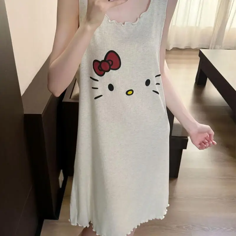 

Korean Women's Summer Cute Cartoon Vest Sleeping Skirt Student New Anime Sleeveless Pajama Home Clothes Teen Sweet Skirt Soft