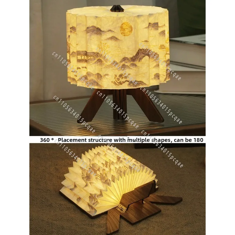 

Guofeng Painting and Calligraphy Merchandise Folding Lamp Ornament Handicrafts Office Desktop Ambient Light