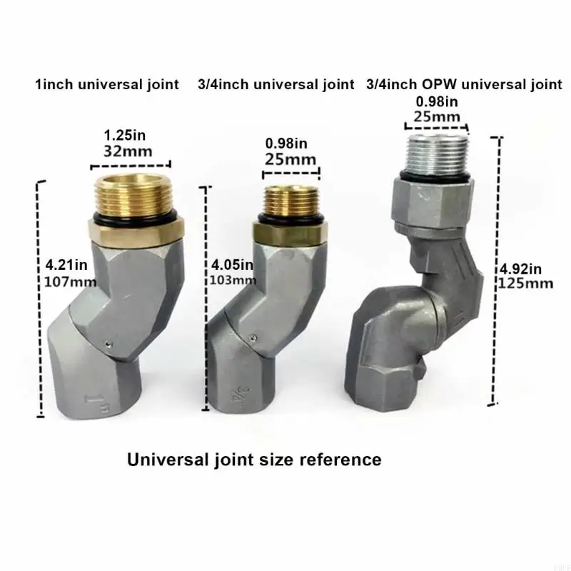 P0UE 1inch Fuels Swivels with Roating Connector for Fuels Transfer Fuels Hose Swivels 360 Rotating Connector Fuels Plane